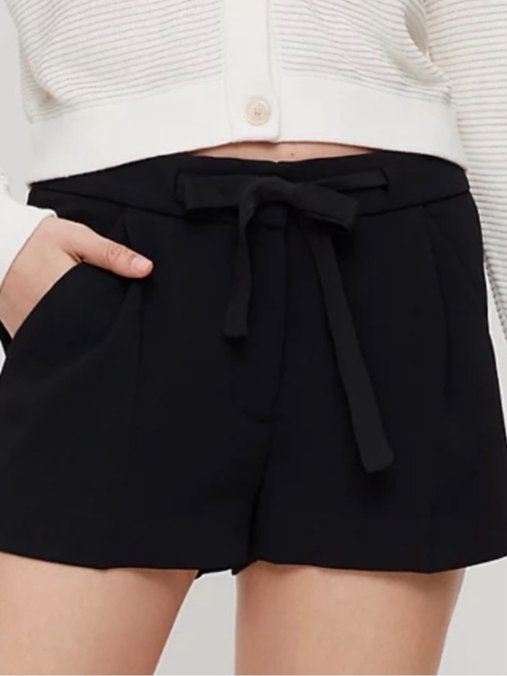 Aritzia Black Exerque Tie-Front Dress Shorts